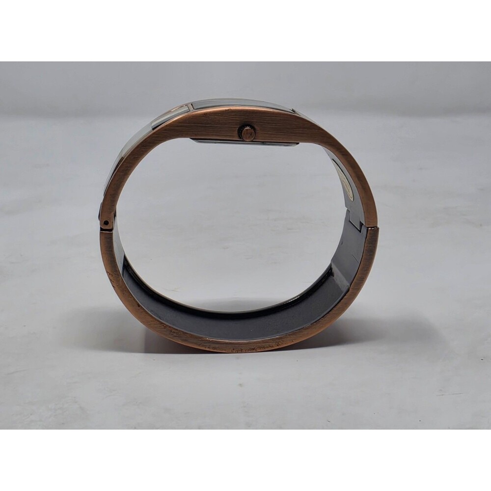 Denacci Quartz Watch Shell Inlay Rectangular Bronze Tone Vintage Style - Picture 4 of 5